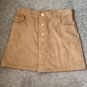 Suede brown mini skirt